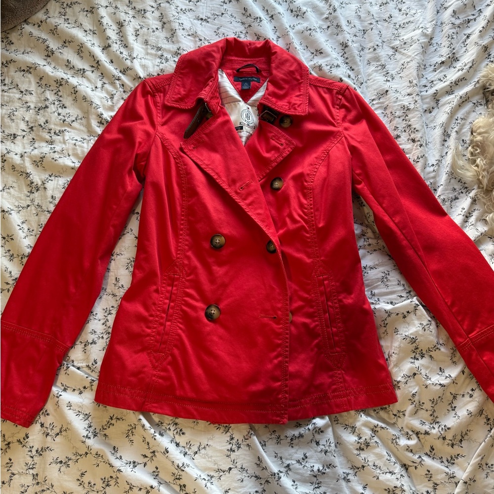 Tommy Hilfiger Red Double-Breasted Peacoat